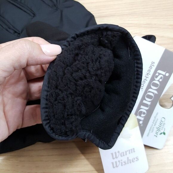ISOTONER Gloves Mens Medium Black Lined Insulated Water Repellant Touchscreen - Picture 6 of 7